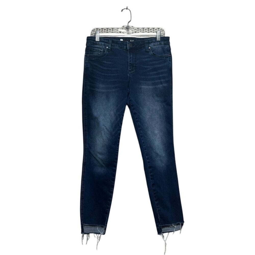 KUT from the Kloth Donna Ankle Skinny Jeans Womens 8 Dark Wash Raw Cut Hem